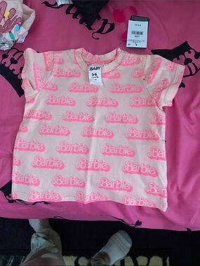 Barbie Pink Logo Allover Short Sleeve Tee